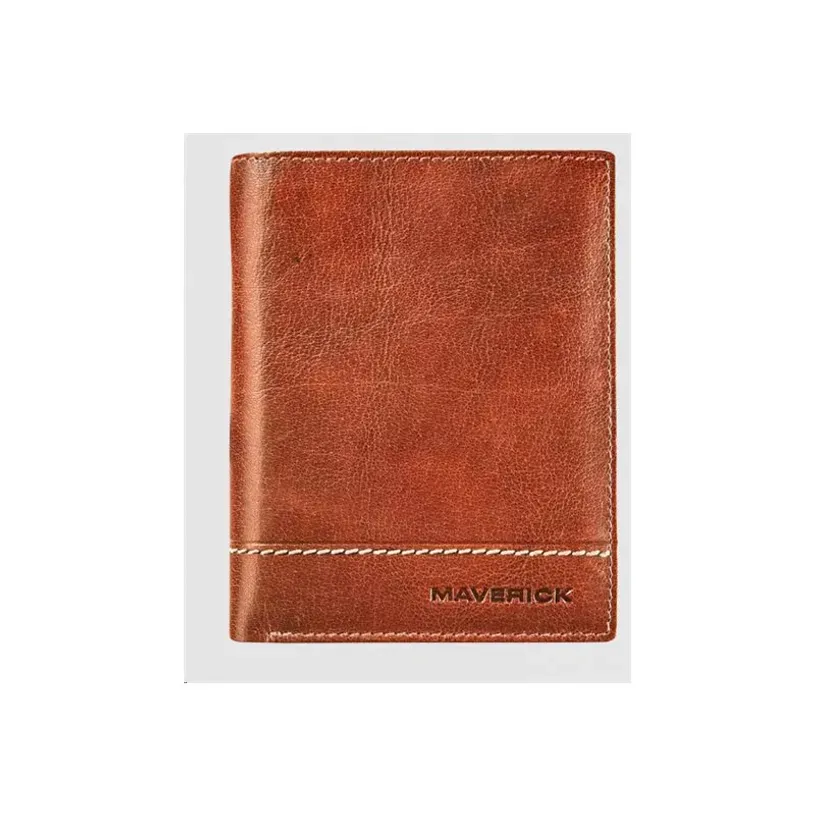 Maverick - Rough Gear - Lederen Portefeuille RFID met kleingeldvak - Cognac