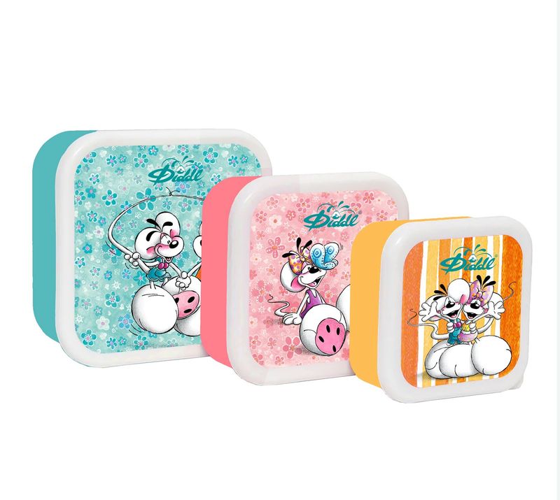Diddl - Summer Edition - Snackbox Blauw-Roze-Geel 3 stuks