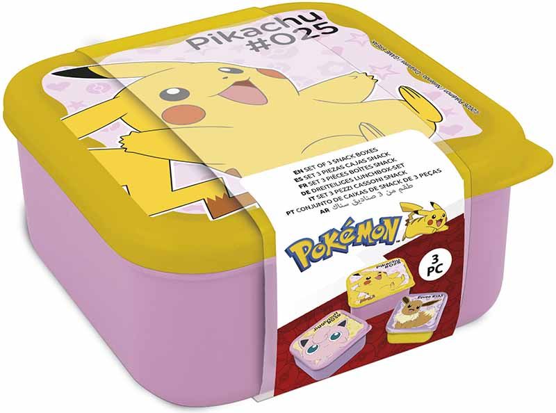 Pokémon Team Pink Snackbox Set – 3 Stuks – Pikachu, Jigglypuff &amp; Eevee – Roze/Geel