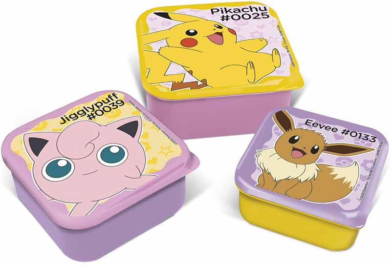 Pokémon Team Pink Snackbox Set – 3 Stuks – Pikachu, Jigglypuff &amp; Eevee – Roze/Geel