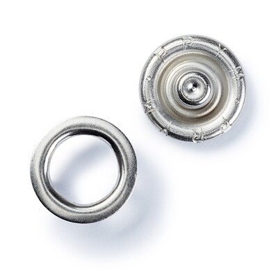 Drukknopen "jersey" 10mm zilver ring