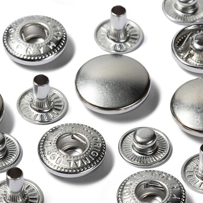 Drukknopen "anorak" 15mm zilver navulling
