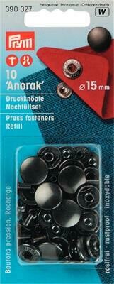 Drukknopen &quot;anorak&quot; 15mm antraciet navulling