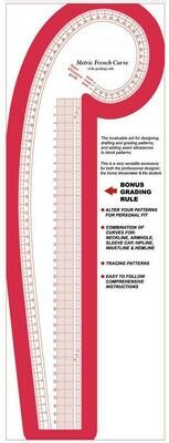 Patroonlat &quot;french curve&quot; transparant in cm