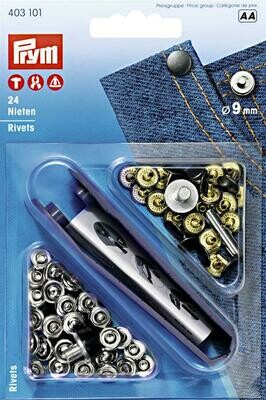 Siernieten rivetten 9mm zilver/oudijzer