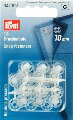Drukknopen plastic 10mm transparant
