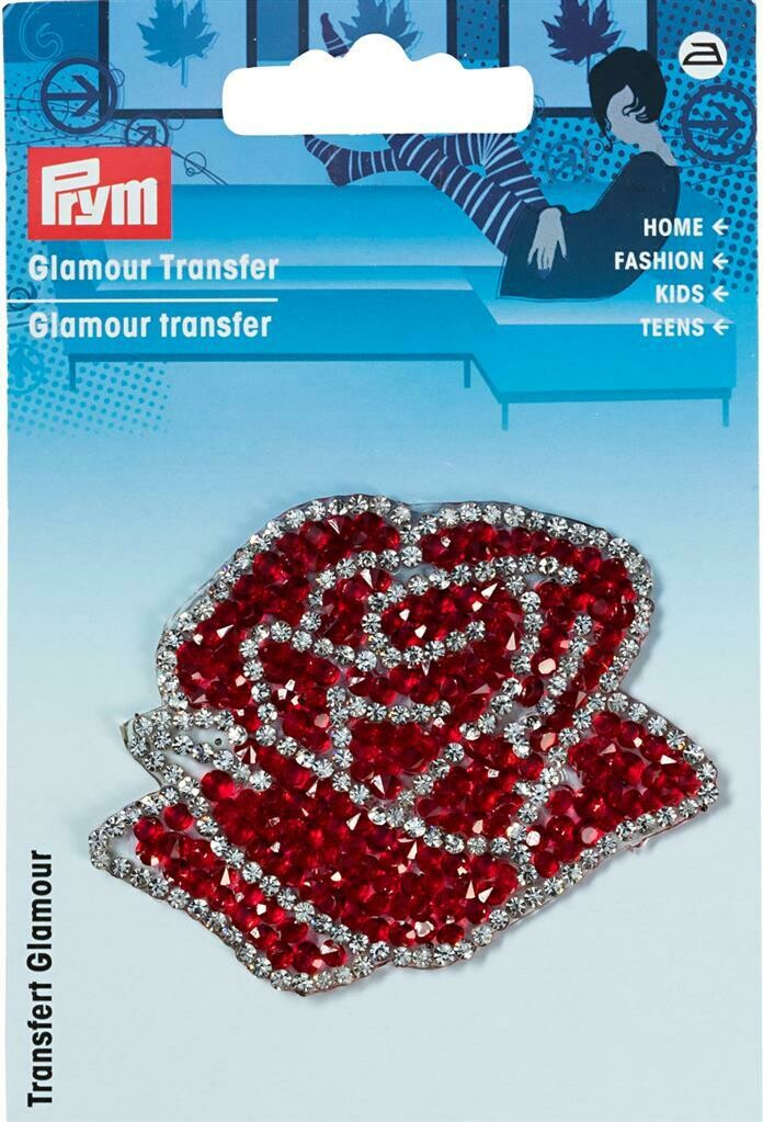 Applicatie glamour roos rood-zilver