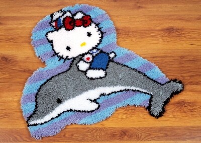 Knooptapijt kit "Hello Kitty met dolfijn"