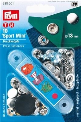 Drukknopen "sport mini" 13mm zilver