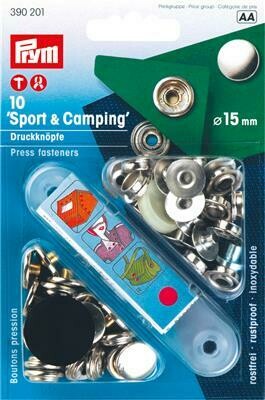 Drukknopen "sport & camping" 15mm zilver