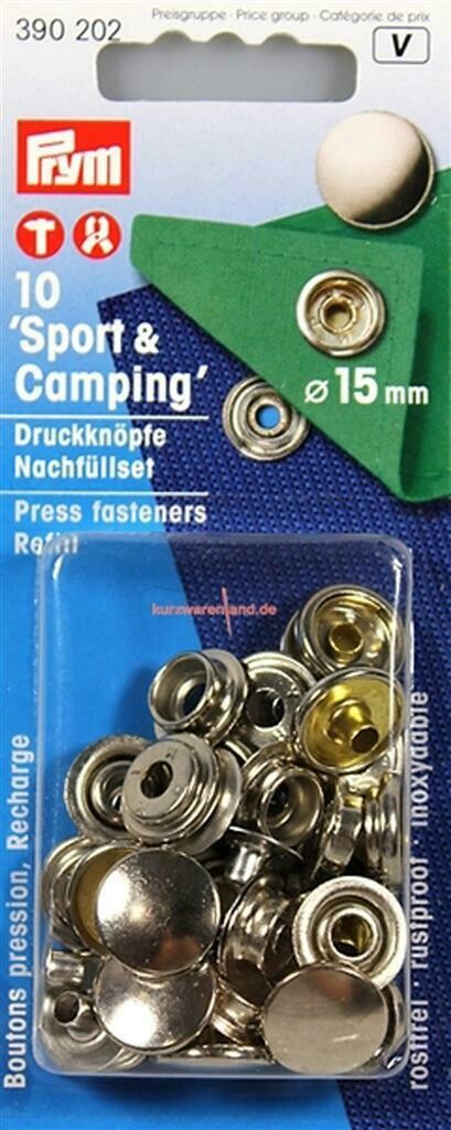 Drukknopen &quot;sport &amp; camping&quot; 15mm zilver navulling