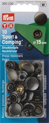 Drukknopen &quot;sport &amp; camping&quot; 15mm antraciet navulling