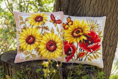 Kruissteek kussen Zonnebloemen