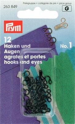 Haken en ogen No1 nikkel / zwart