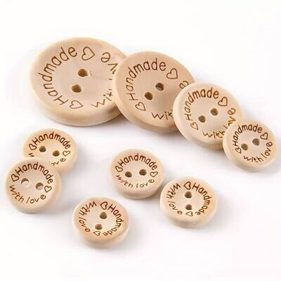 Houten knopen "Handmade with love"