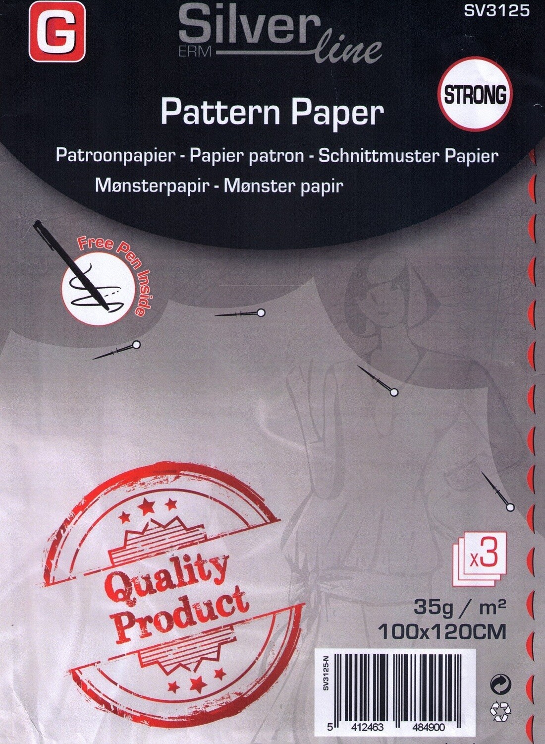 Patroonpapier standaard 3 vellen met stift