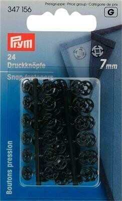Drukknopen plastic 7mm transparant / zwart