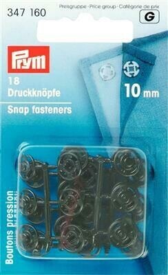 Drukknopen plastic 10mm transparant / zwart