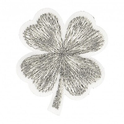 Applicatie klavertje 4 metallic zilver