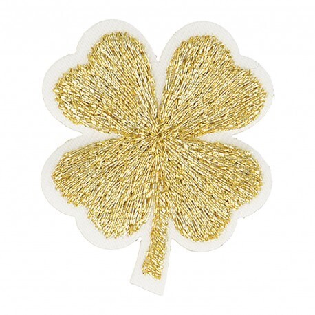 Applicatie klavertje 4 metallic goud