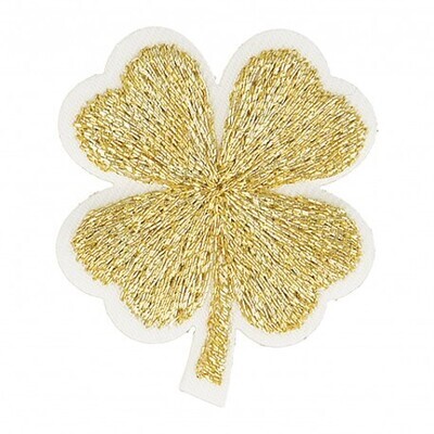 Applicatie klavertje 4 metallic goud