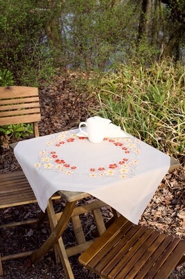 Tafelkleed kit &quot;Klaprozen en vanillebloemen&quot;