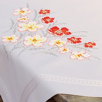 Tafelkleed kit "Klaprozen en vanillebloemen"