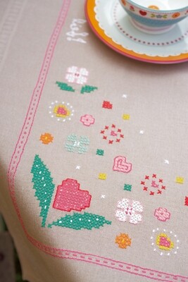Tafelkleed kit &quot;Roze bloemen&quot;
