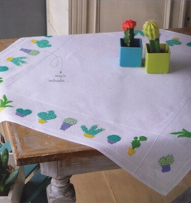 Aida tafelkleed kit met telpatroon &quot;Cactussen&quot;