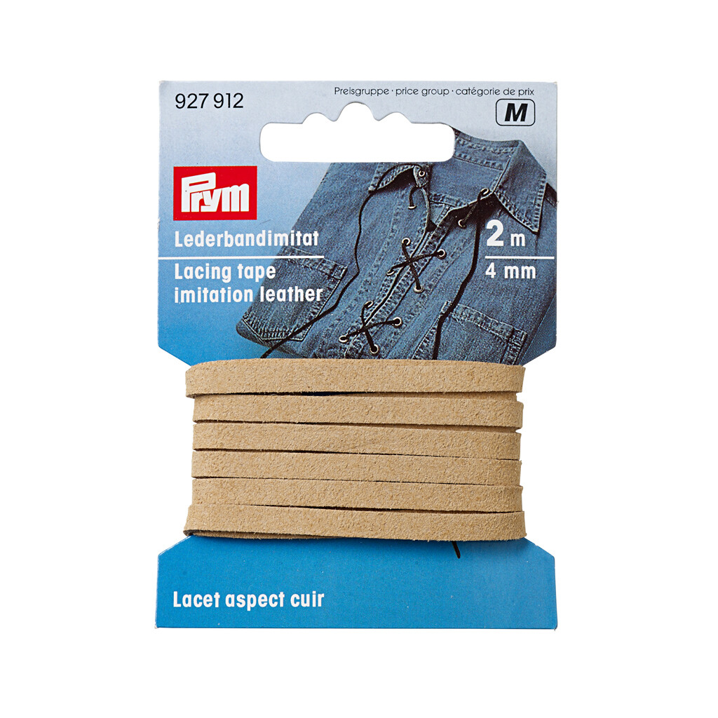 Lederimitatie veterband 4 mm beige