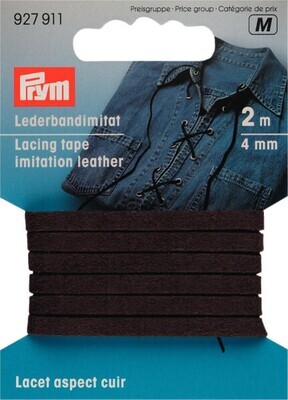 Lederimitatie veterband 4 mm bruin
