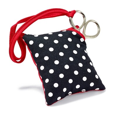 Speldenkussen polka dots met schaartje