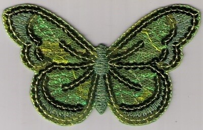Applicatie grote groene vlinder met pailletten