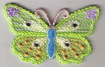 Applicatie kleine groene vlinder met strass