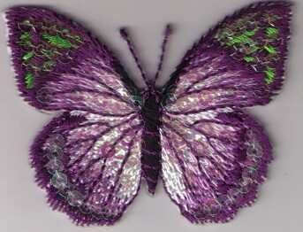 Applicatie paarse vlinder met pailletten