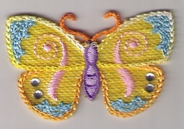 Applicatie kleine gele vlinder met strass