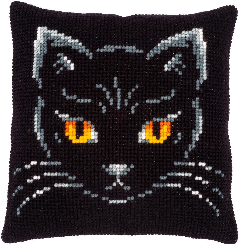 Kruissteek kussen Zwarte Kat