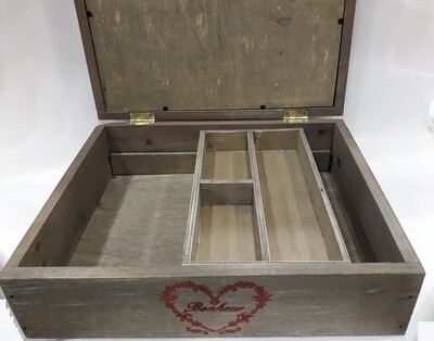 Houten naaibox "Bonheur" met vakverdeling