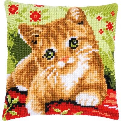 Kruissteek kussen &quot;Lieve Poes&quot;