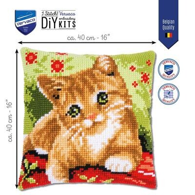 Kruissteek kussen "Lieve Poes"