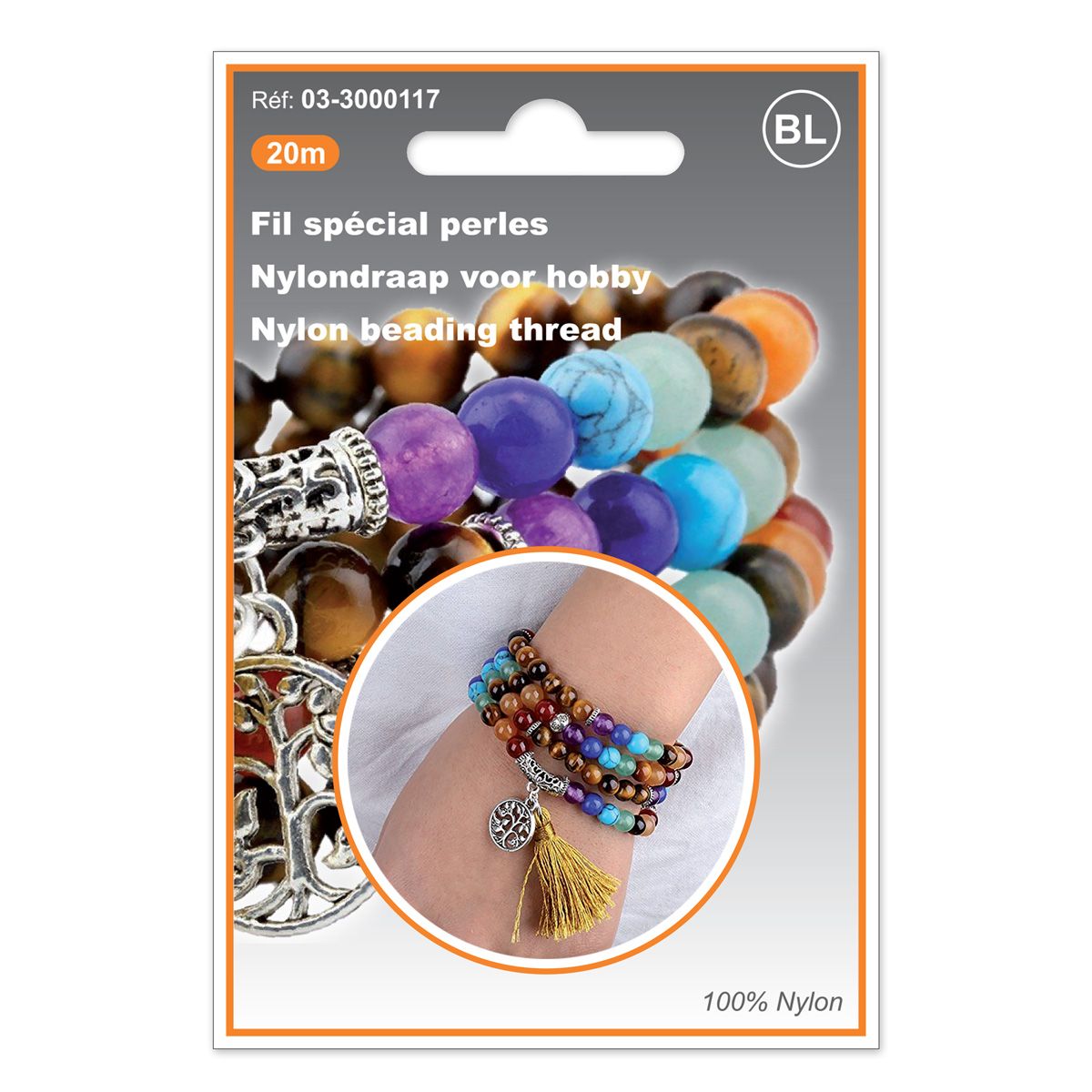Nylondraad 0,25 mm voor kralen, parels en hobby