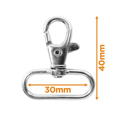 Karabijnhaken 30 mm zilver