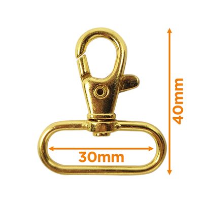Karabijnhaken 30 mm goud