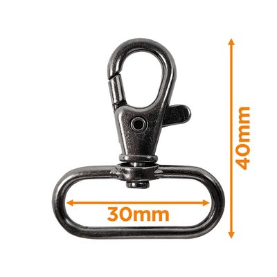 Karabijnhaken 30 mm gunmetal grey