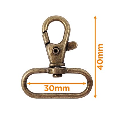 Karabijnhaken 30 mm brons