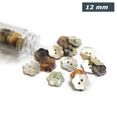 Bloemvormige nacre knoopjes 12 mm