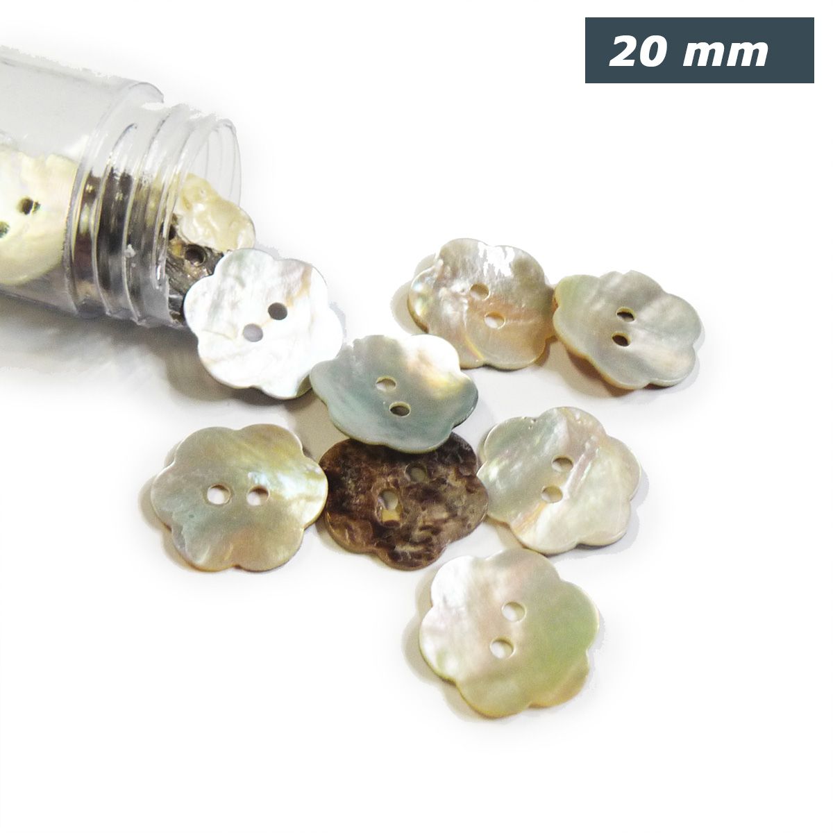 Bloemvormige nacre knoopjes 20 mm