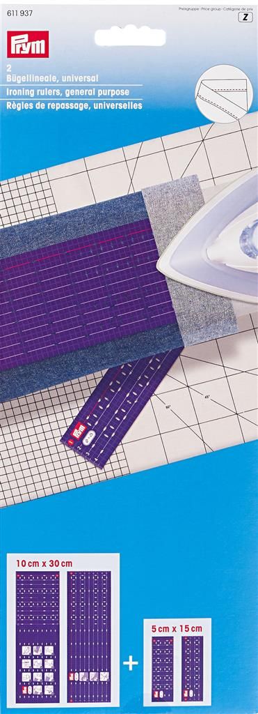 Strijk linialen universeel 10 x 30 &amp; 5 x 15 cm