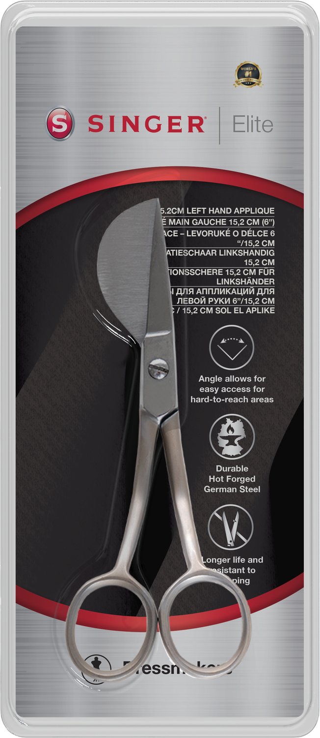 Singer Elite precisie applicatieschaar gebogen 15 cm linkshandig