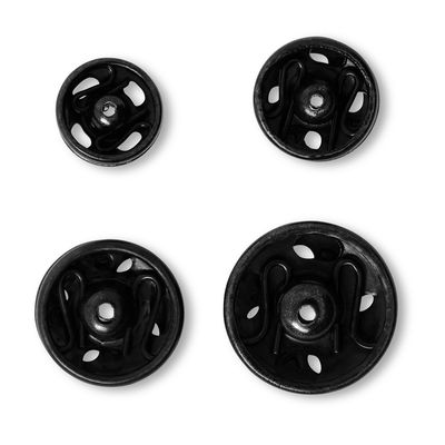 Drukknopen om aan te naaien assortiment 6-11mm zilver / zwart